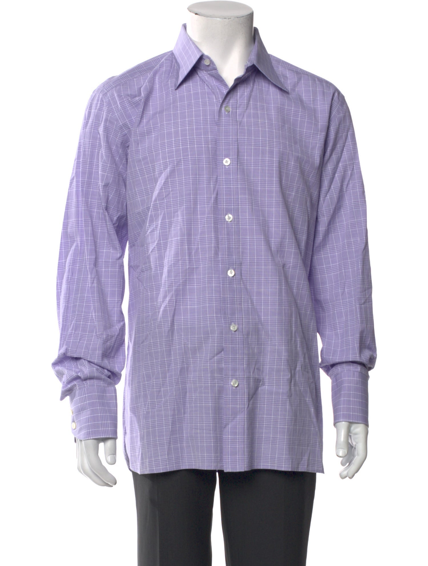 Tom Ford Plaid Print Long Sleeve Dress Shirt