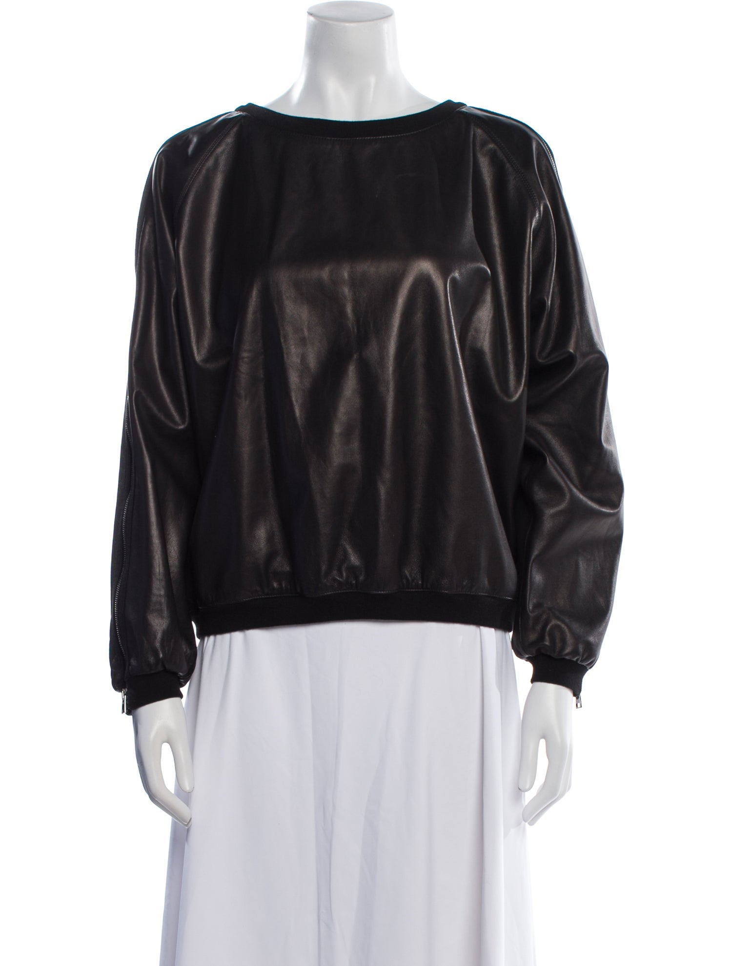 Tom Ford Lamb Leather Bateau Neckline Sweatshirt