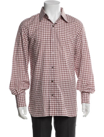 Tom Ford Plaid Print Long Sleeve Dress Shirt