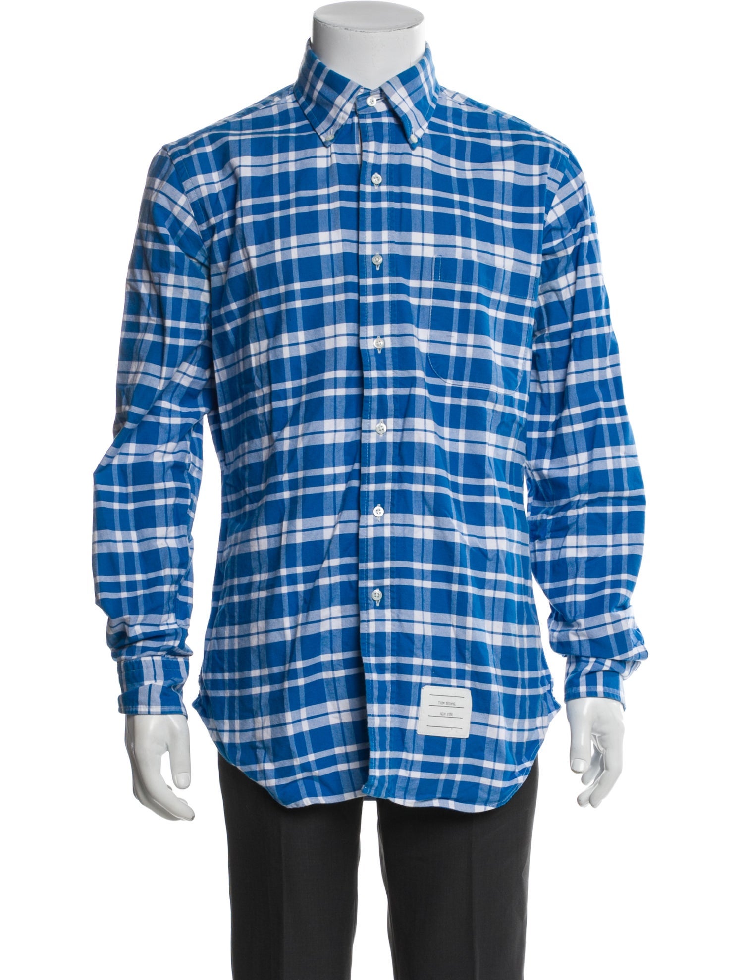 Thom Browne Plaid Print Long Sleeve Shirt
