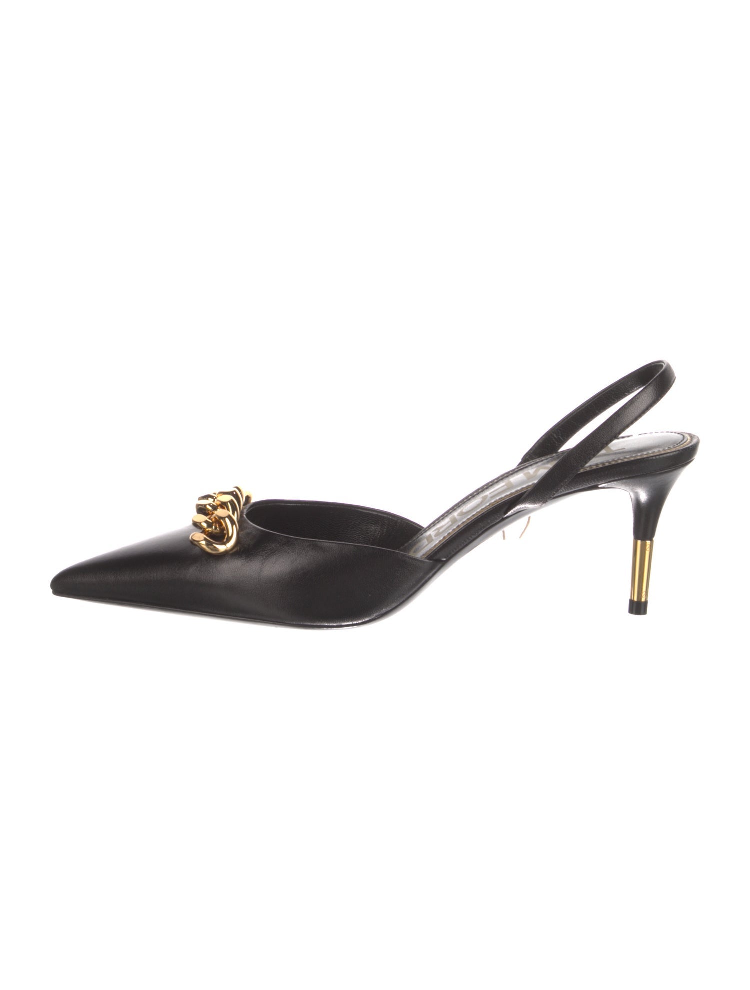 Tom Ford Leather Chain-Link Accents Slingback Pumps