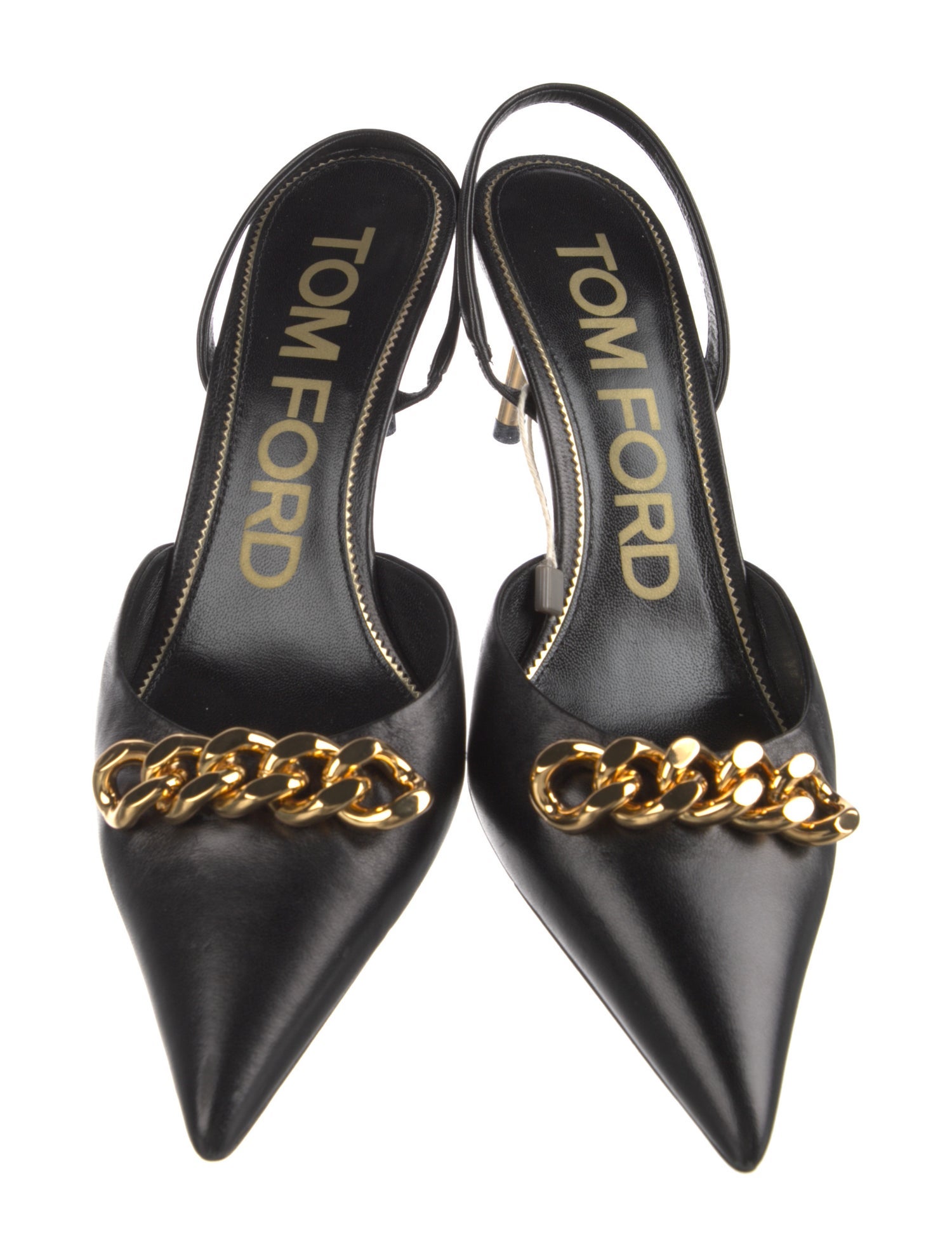 Tom Ford Leather Chain-Link Accents Slingback Pumps