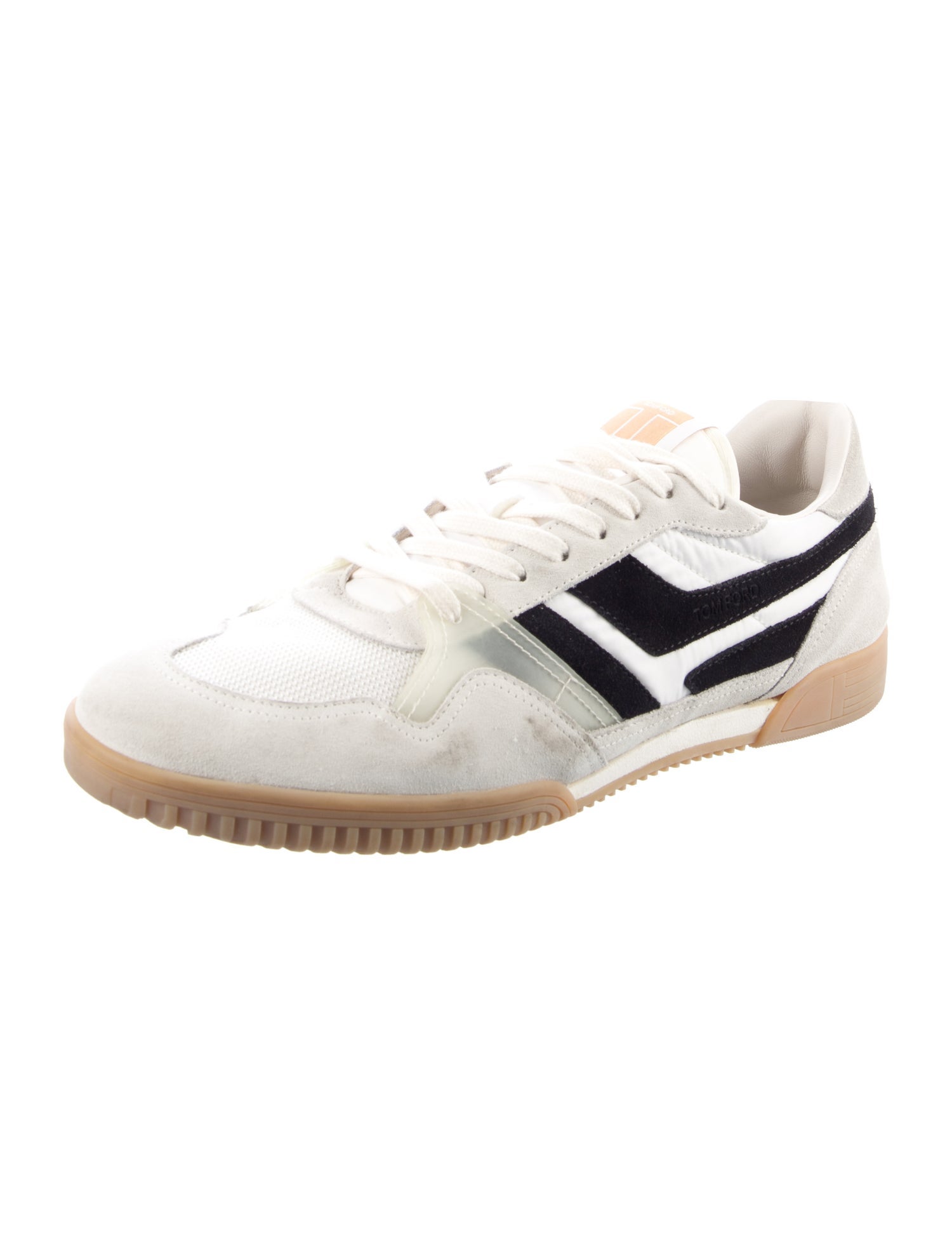 Tom Ford Leather Colorblock Pattern Sneakers
