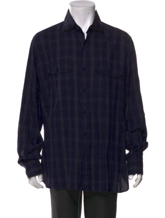 Tom Ford Plaid Print Long Sleeve Shirt