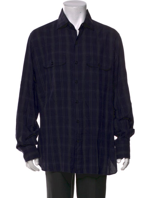 Tom Ford Plaid Print Long Sleeve Shirt