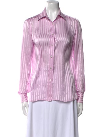 Tom Ford Striped Long Sleeve Button-Up Top