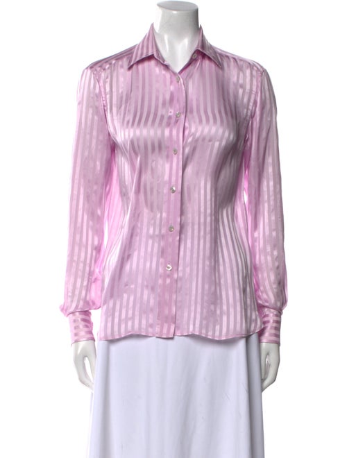 Tom Ford Striped Long Sleeve Button-Up Top
