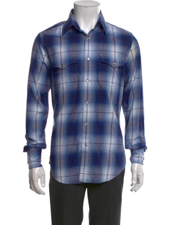 Tom Ford Plaid Print Long Sleeve Western Shirt