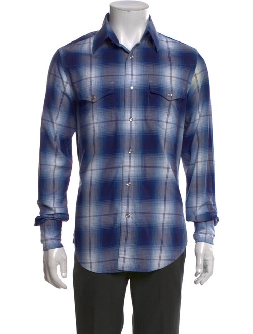 Tom Ford Plaid Print Long Sleeve Western Shirt