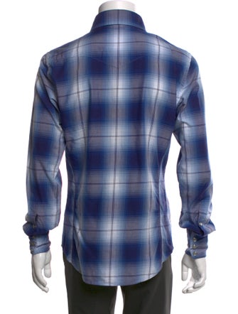Tom Ford Plaid Print Long Sleeve Western Shirt