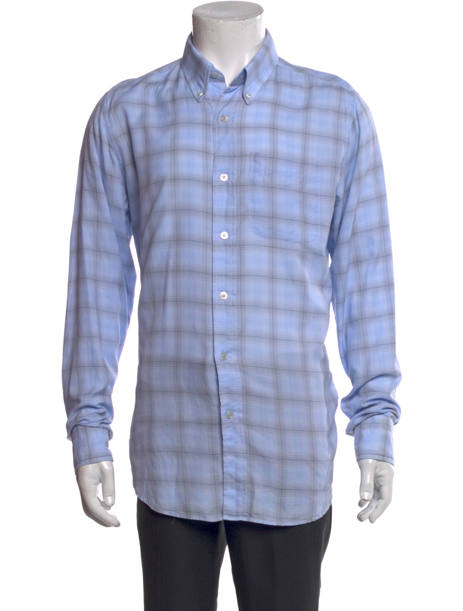 Tom Ford Plaid Print Long Sleeve Dress Shirt