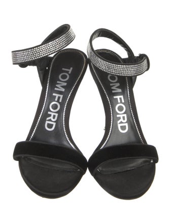 Tom Ford Velvet Crystal Embellishments Sandals
