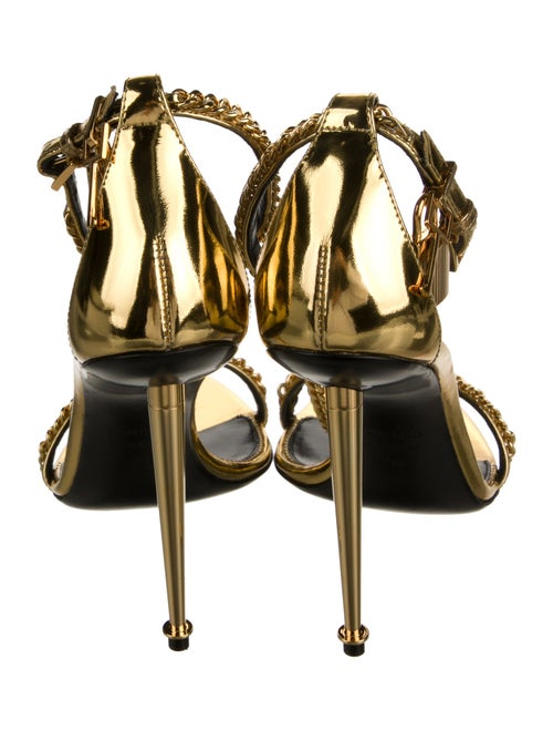 Tom Ford Patent Leather Chain-Link Accents T-Strap Sandals