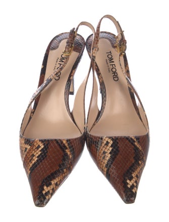 Tom Ford Leather Animal Print Slingback Pumps