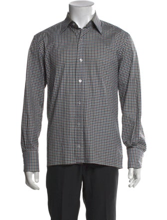 Tom Ford Plaid Print Long Sleeve Dress Shirt