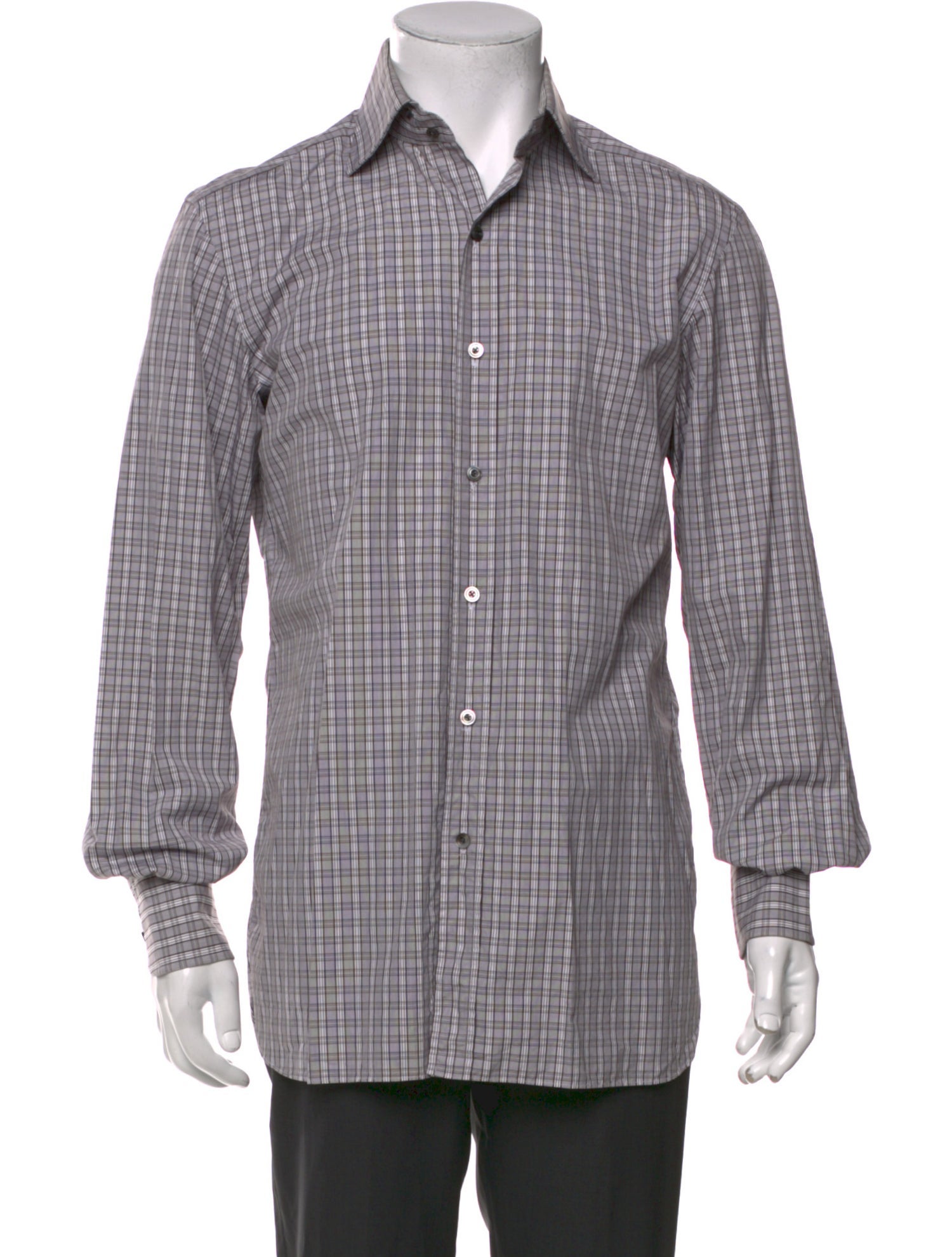 Tom Ford Plaid Print Long Sleeve Dress Shirt