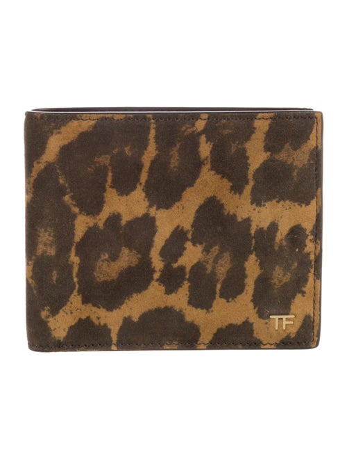 Tom Ford Suede Animal Print Bifold Wallet
