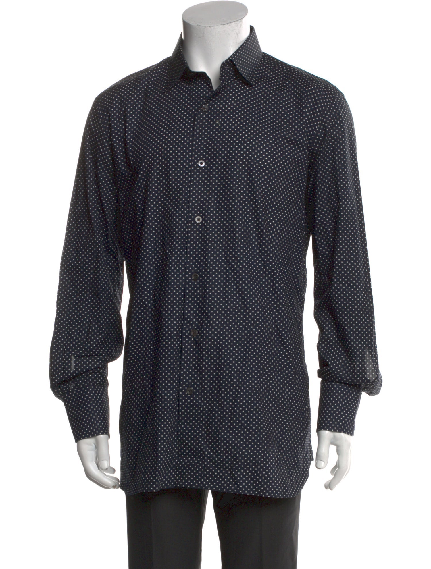 Tom Ford Polka Dot Print Long Sleeve Denim Shirt