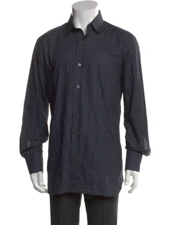 Tom Ford Polka Dot Print Long Sleeve Denim Shirt