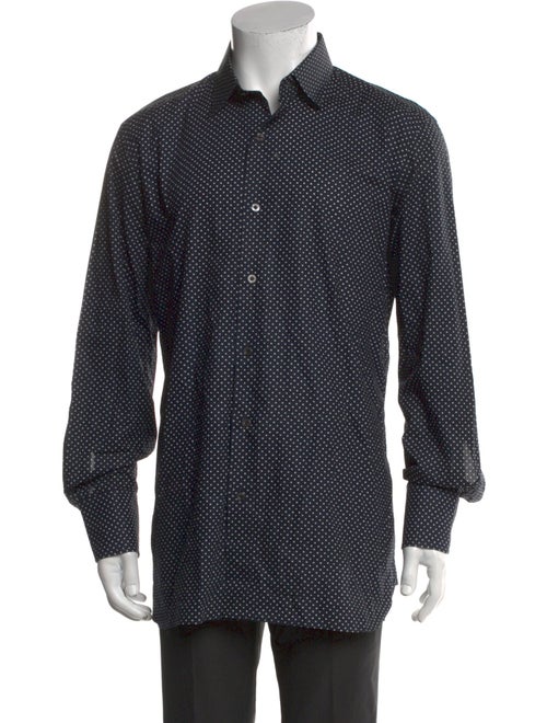 Tom Ford Polka Dot Print Long Sleeve Denim Shirt