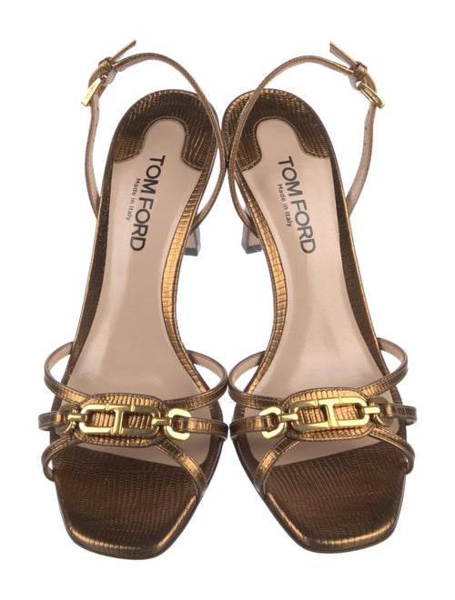 Tom Ford Embossed Leather Animal Print Slingback Sandals