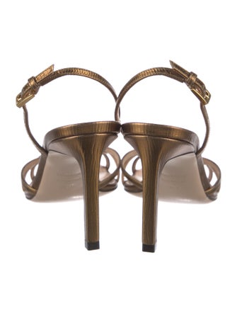 Tom Ford Embossed Leather Animal Print Slingback Sandals