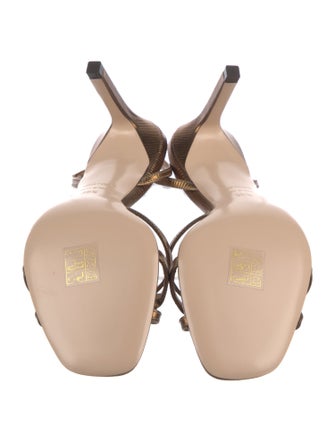 Tom Ford Embossed Leather Animal Print Slingback Sandals