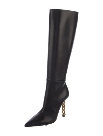 Tom Ford Leather Chain-Link Accents Boots