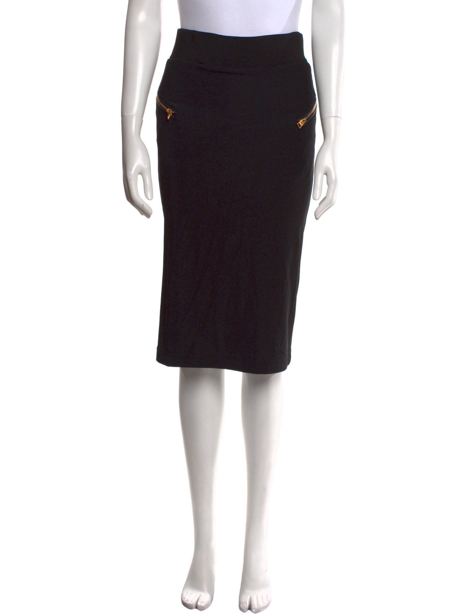 Tom Ford Leather Trim Embellishment Knee-Length Skirt