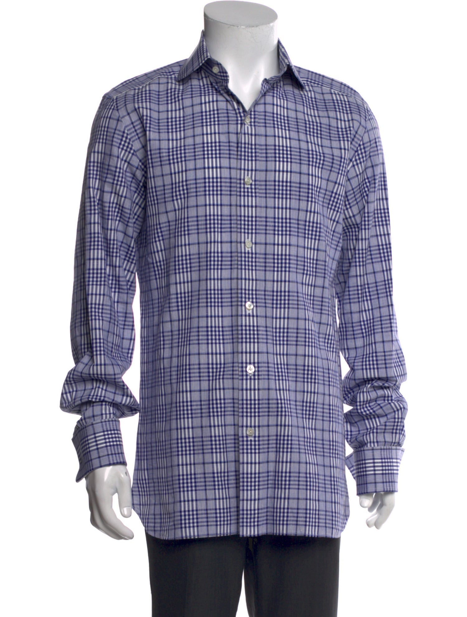 Tom Ford Plaid Print Long Sleeve Dress Shirt