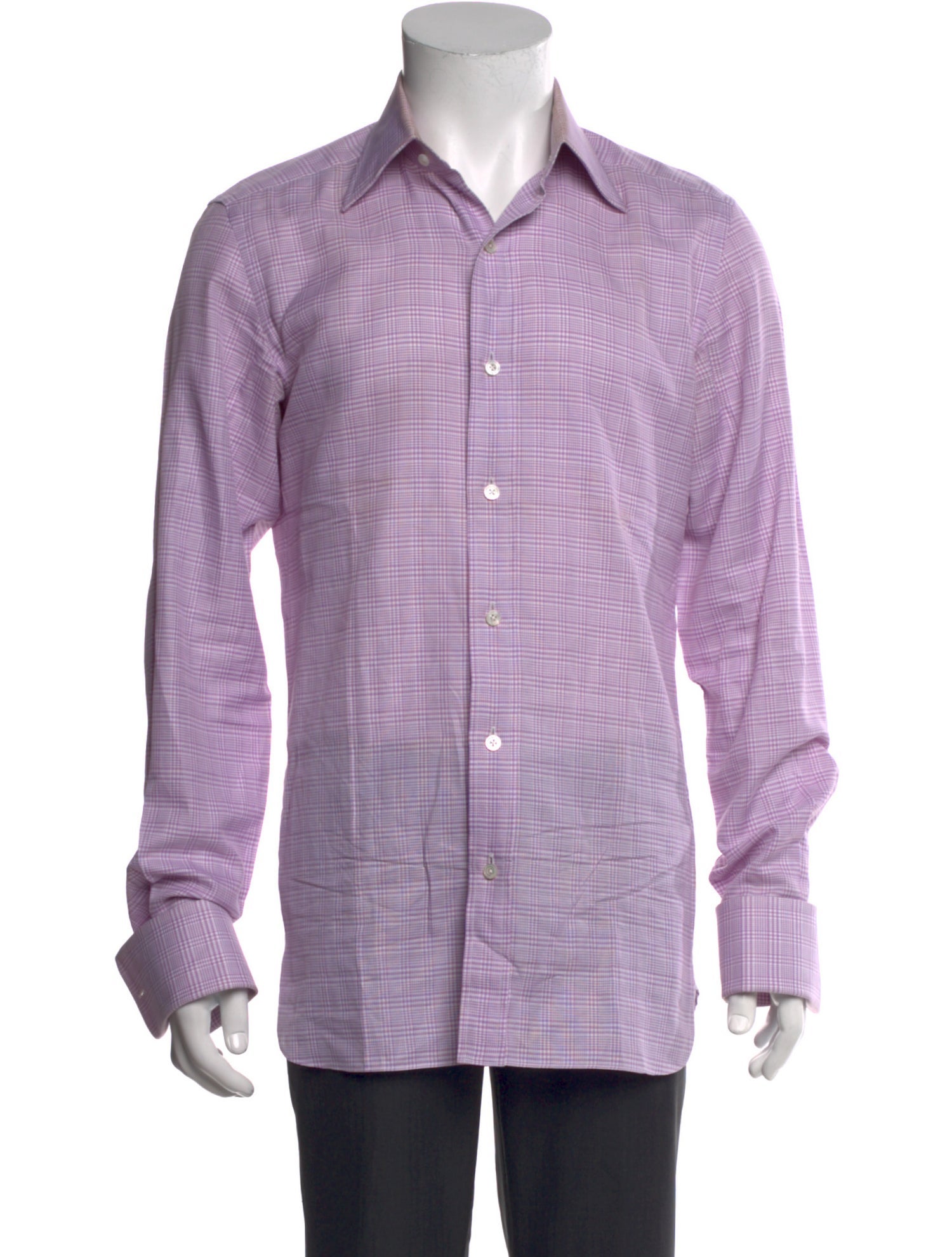 Tom Ford Plaid Print Long Sleeve Dress Shirt