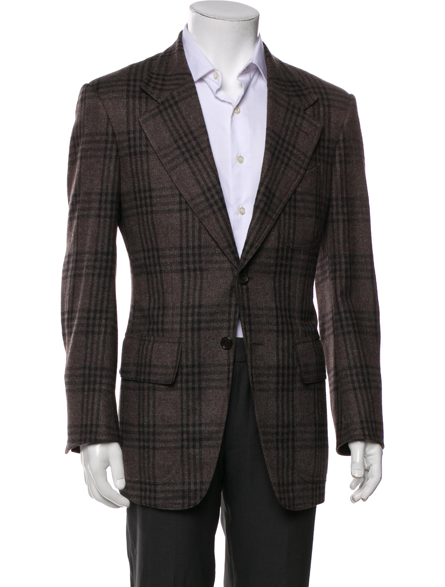 Tom Ford Wool Plaid Print Blazer