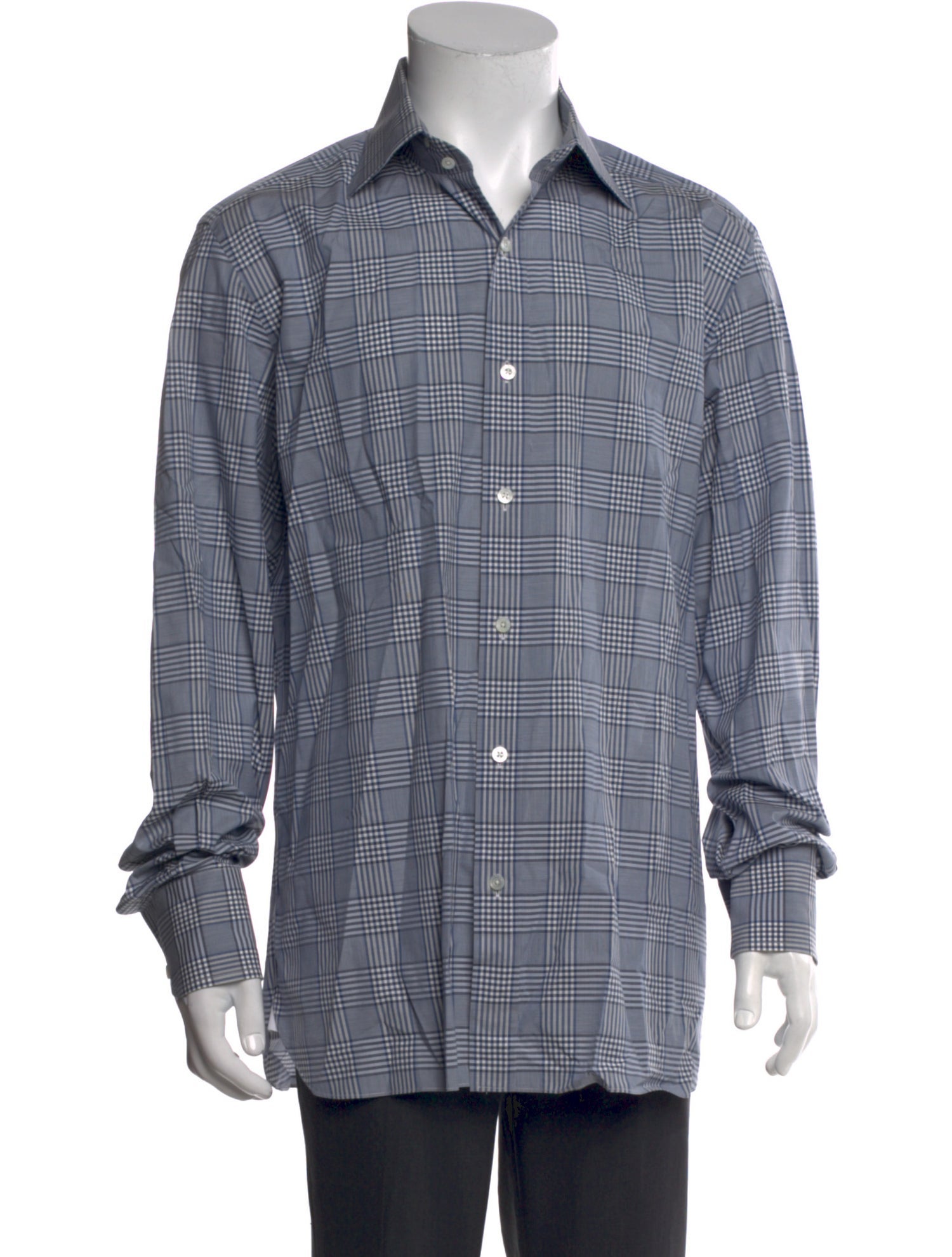 Tom Ford Plaid Print Long Sleeve Dress Shirt