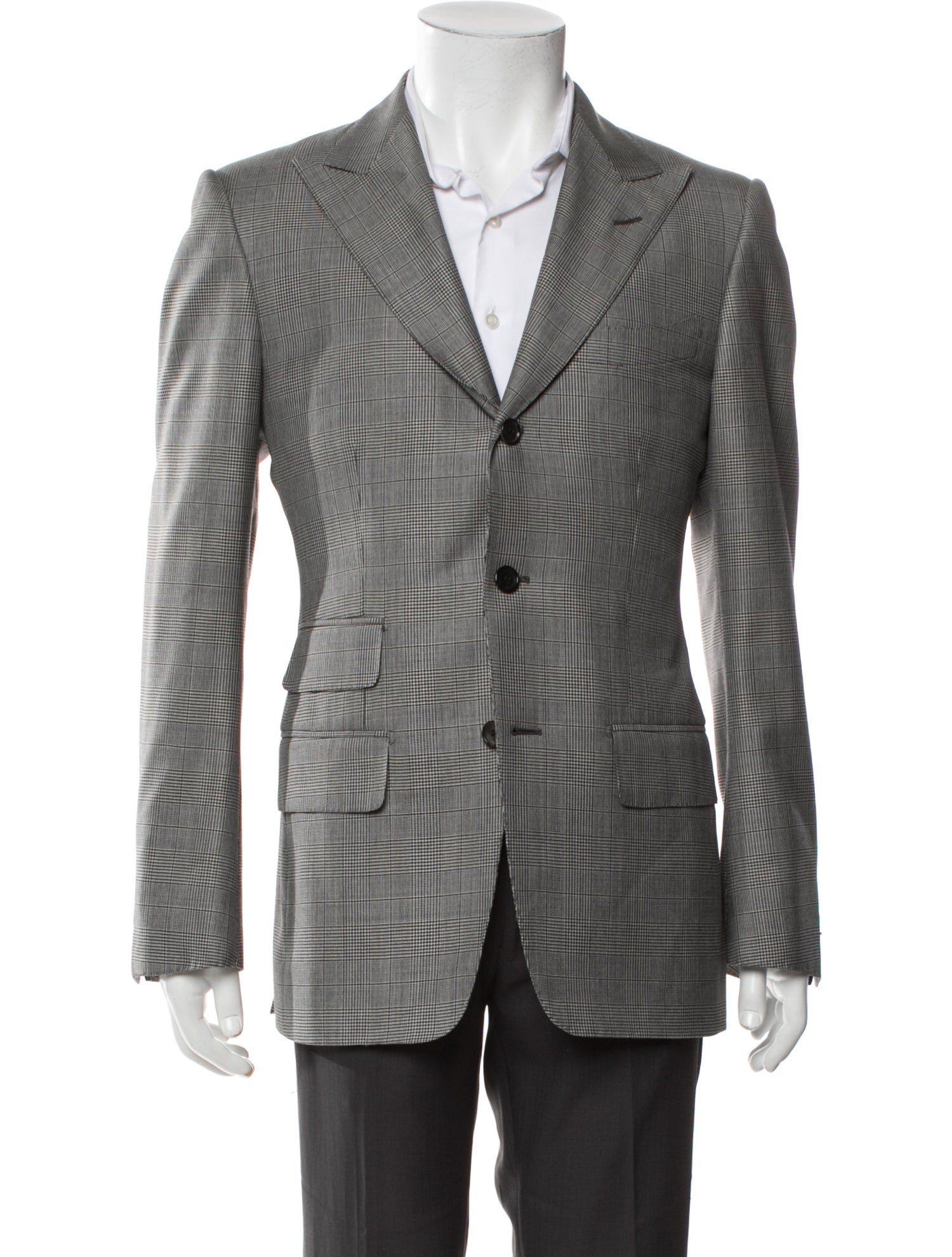 Tom Ford Wool Houndstooth Print Blazer