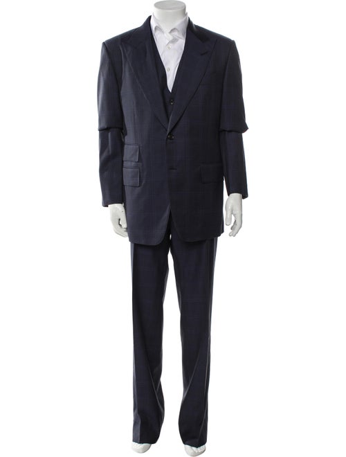 Tom Ford Wool Plaid Print Three-Piece Suit