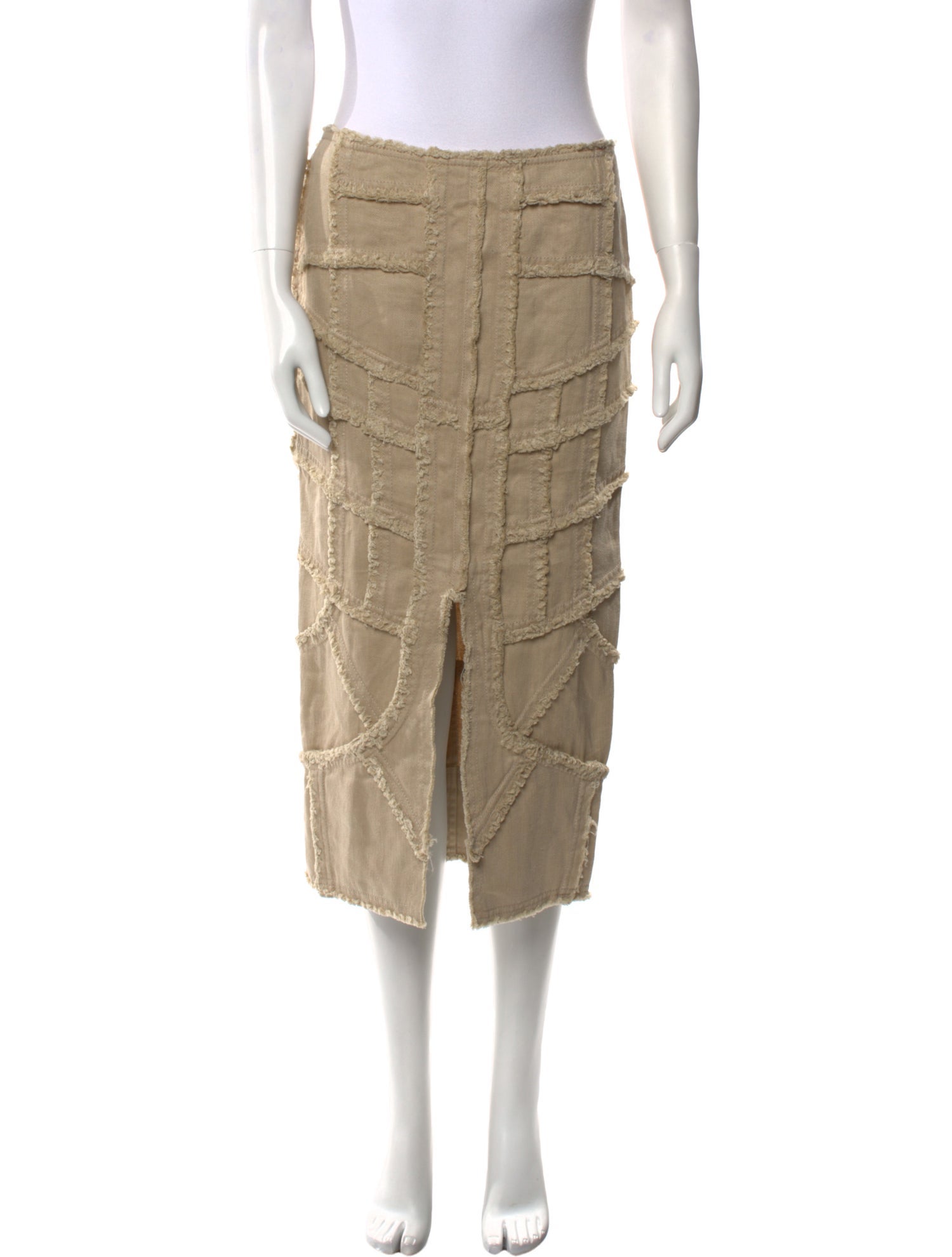 Tom Ford Raw-Edge Trim Midi Length Skirt