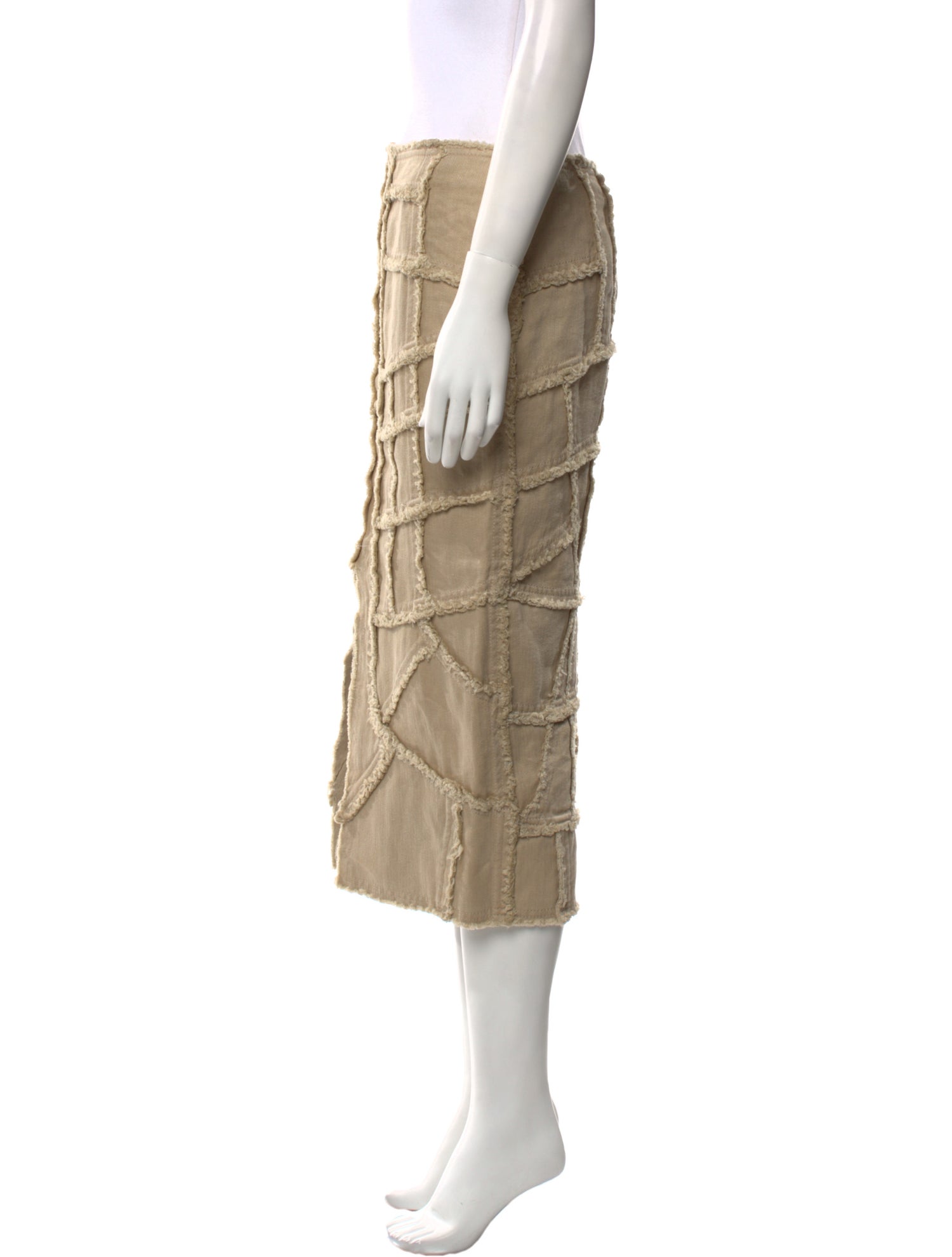 Tom Ford Raw-Edge Trim Midi Length Skirt