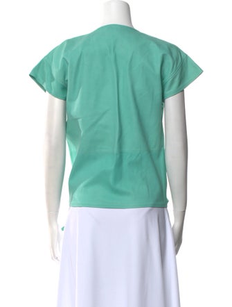 Tom Ford Leather V-Neck Blouse