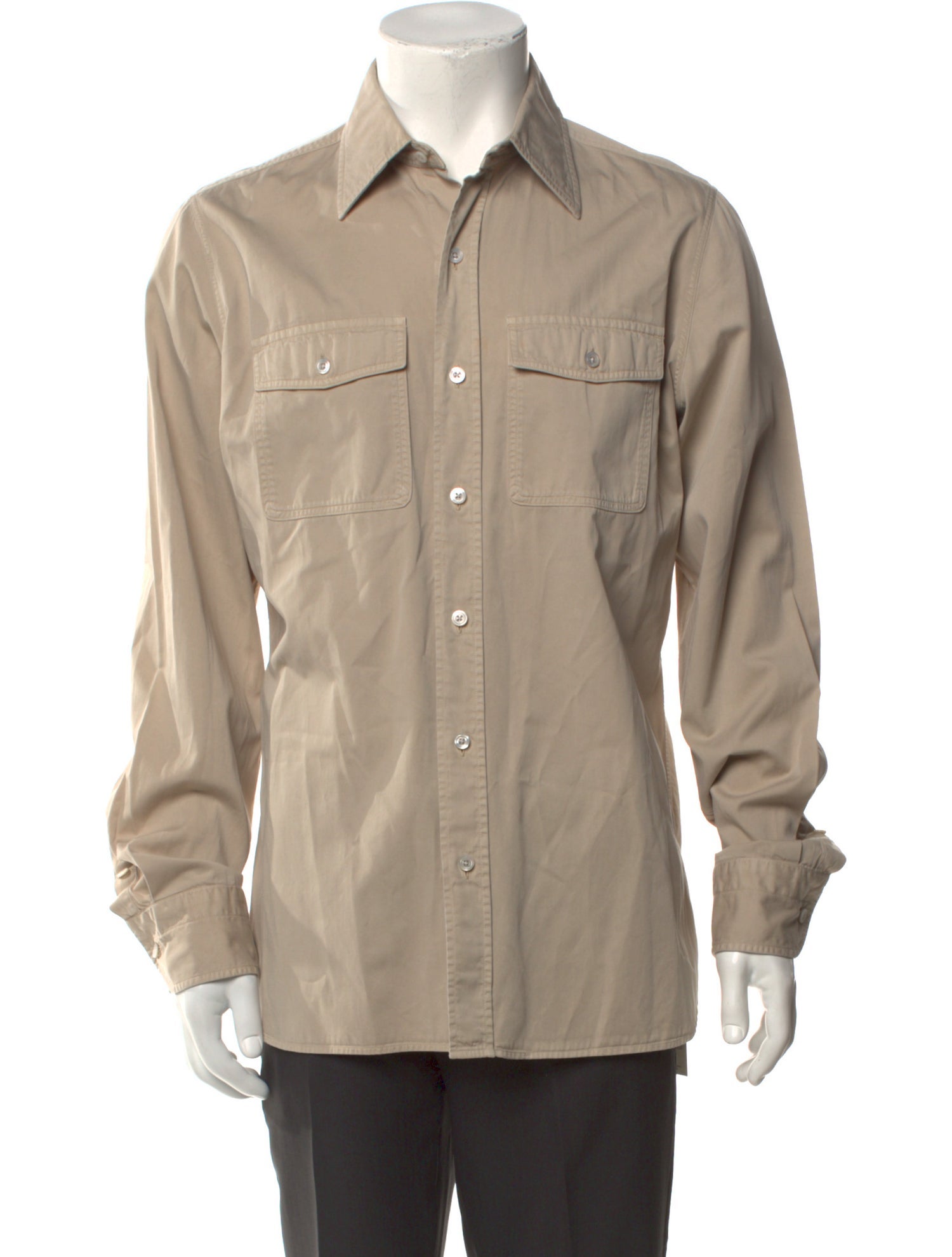 Tom Ford Colorblock Pattern Long Sleeve Shirt