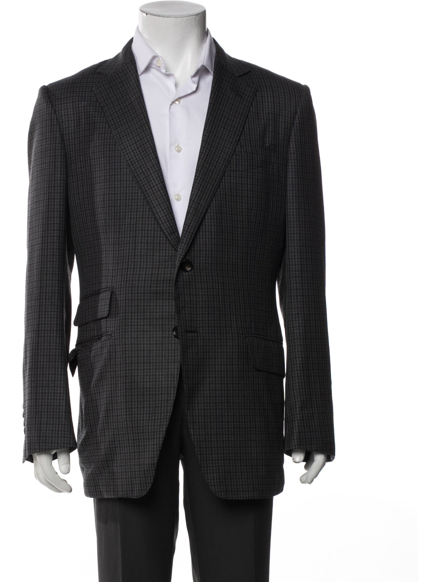 Tom Ford Wool Plaid Print Blazer