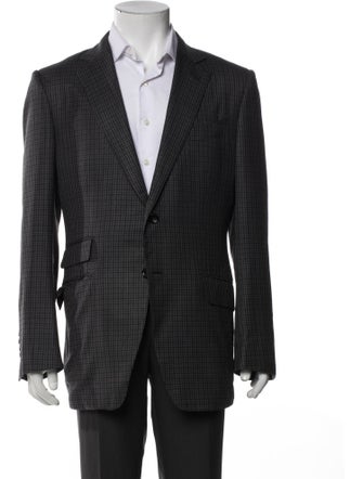 Tom Ford Wool Plaid Print Blazer