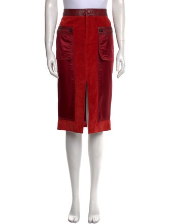 Tom Ford Leather Trim Embellishment Knee-Length Skirt