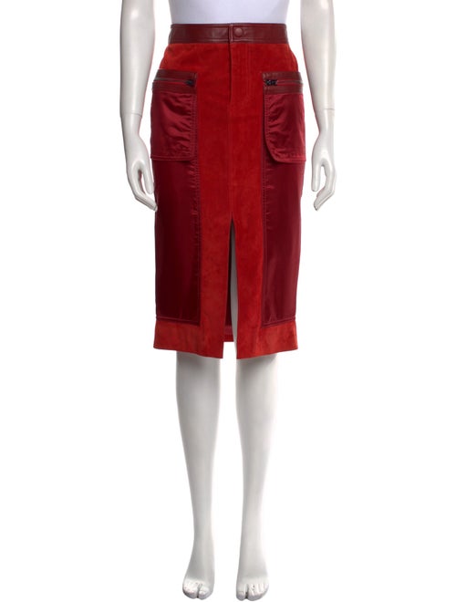 Tom Ford Leather Trim Embellishment Knee-Length Skirt
