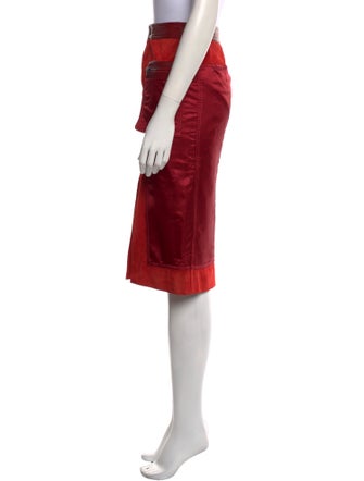 Tom Ford Leather Trim Embellishment Knee-Length Skirt