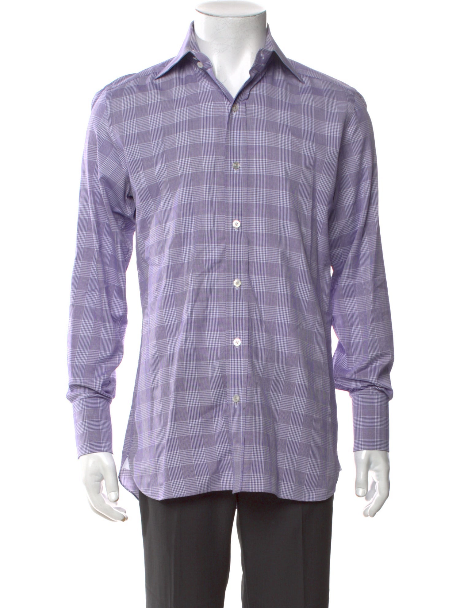 Tom Ford Plaid Print Long Sleeve Dress Shirt