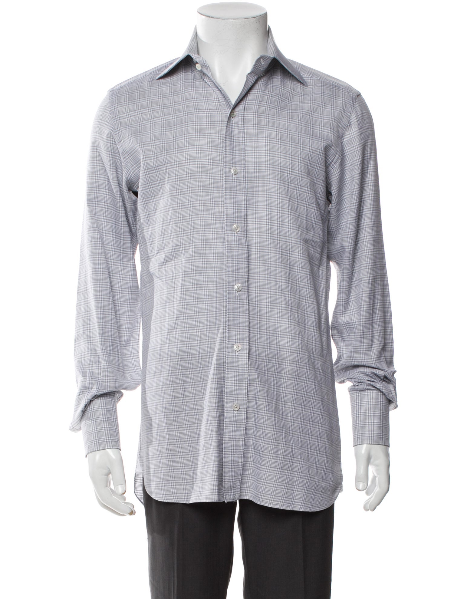 Tom Ford Plaid Print Long Sleeve Dress Shirt