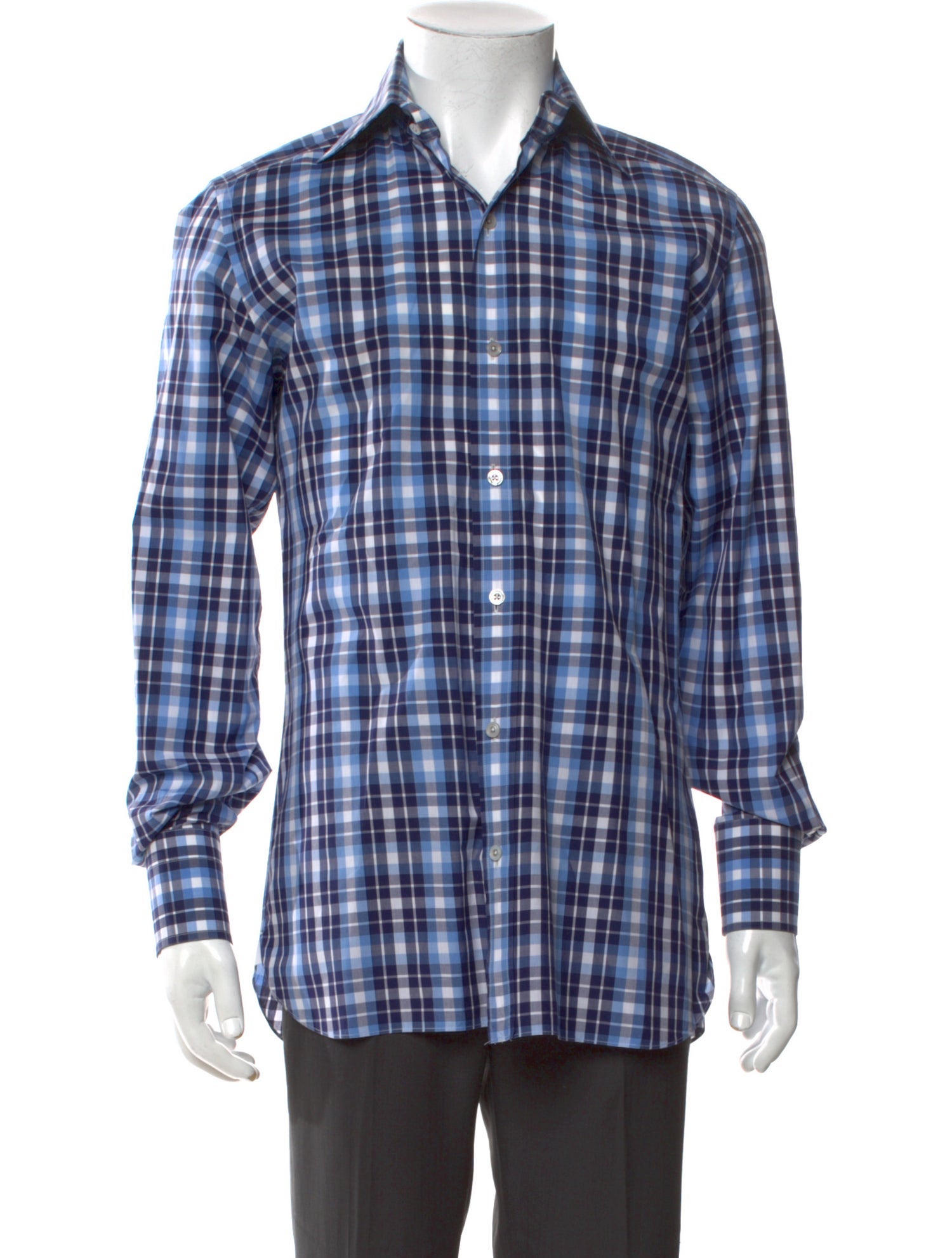 Tom Ford Plaid Print Long Sleeve Dress Shirt