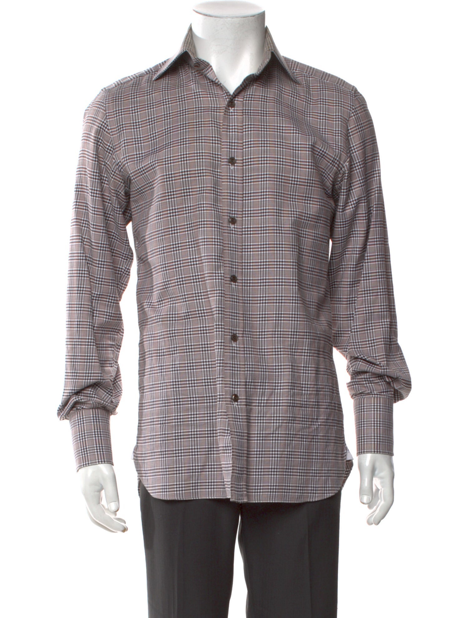 Tom Ford Plaid Print Long Sleeve Dress Shirt