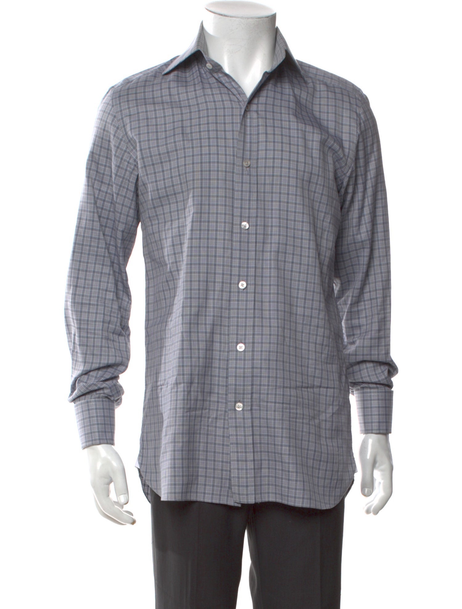 Tom Ford Plaid Print Long Sleeve Dress Shirt