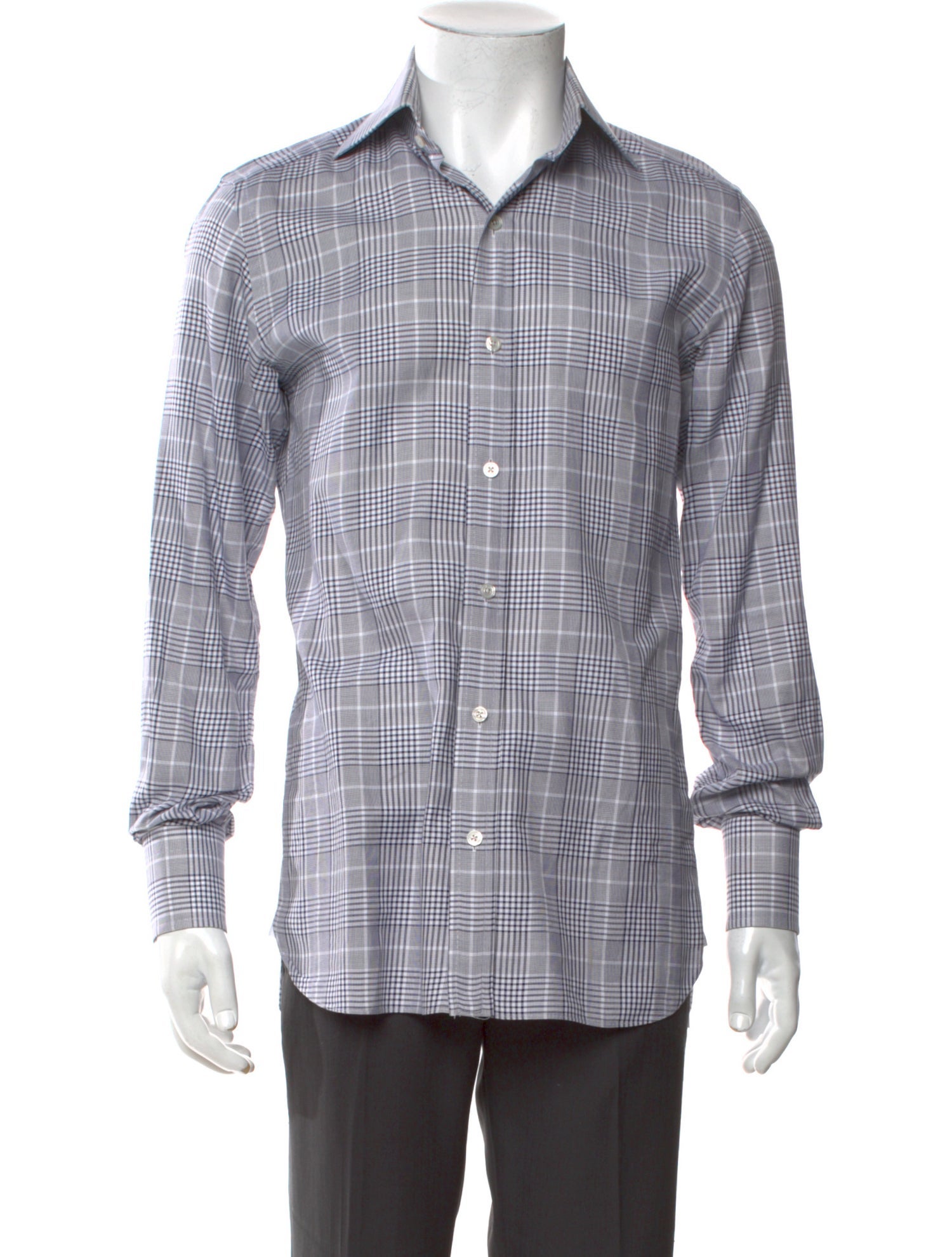 Tom Ford Plaid Print Long Sleeve Dress Shirt